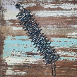 Handmade Beaded Stretchy Graphite Grey Bracelet